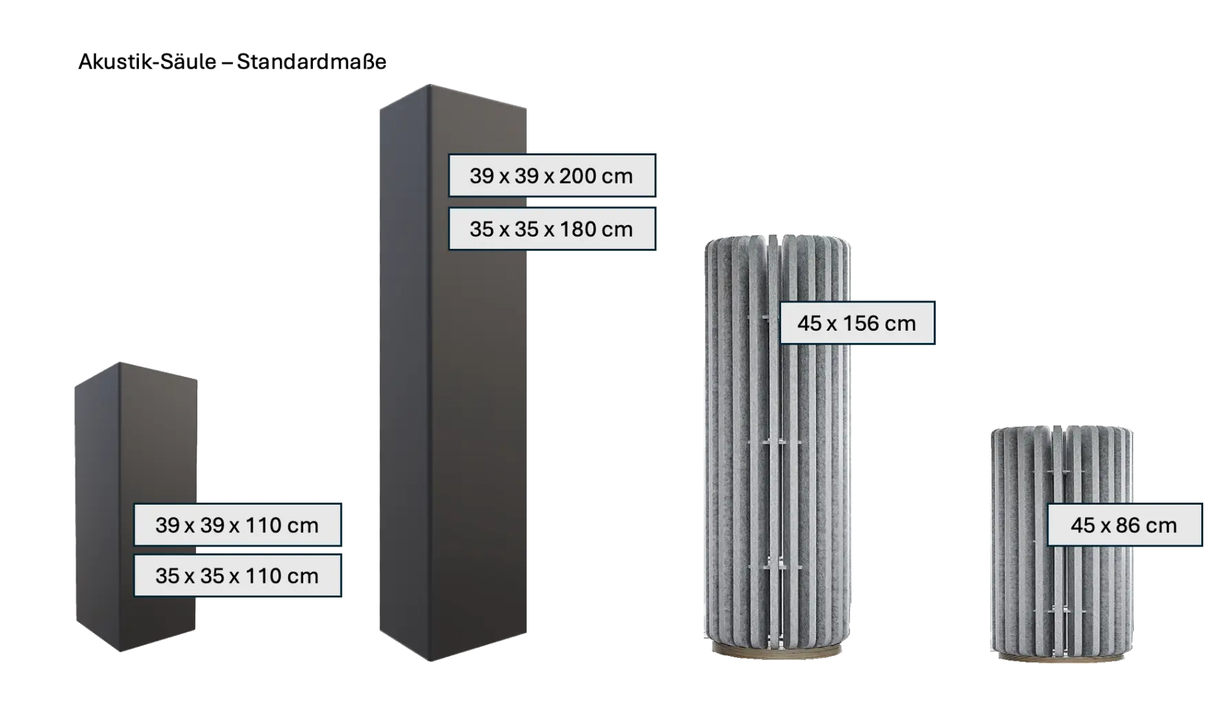 Standardmaße von Akustiksäulen